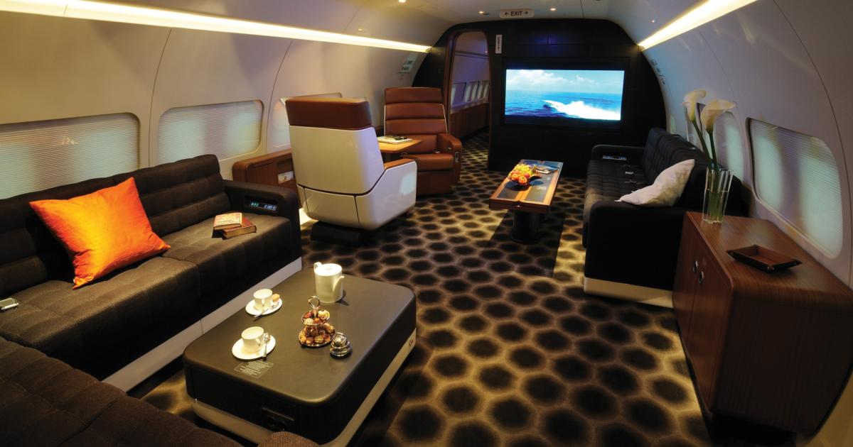 Lufthansa Technik outfitted the interior of this Boeing BBJ2.
