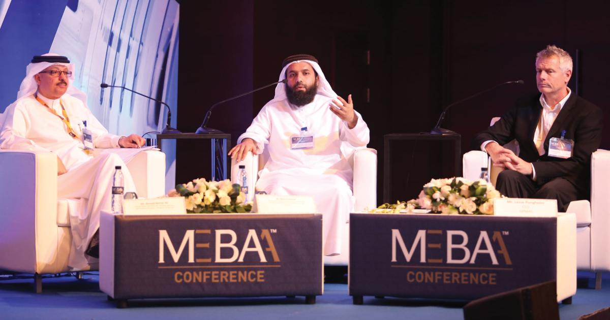 GCC regulatory panel (left to right) Ahmed Al Neham (Bahrain), Walid Al Rahmani (UAE) and Lasse Rungholm, CEO of Opmas. 