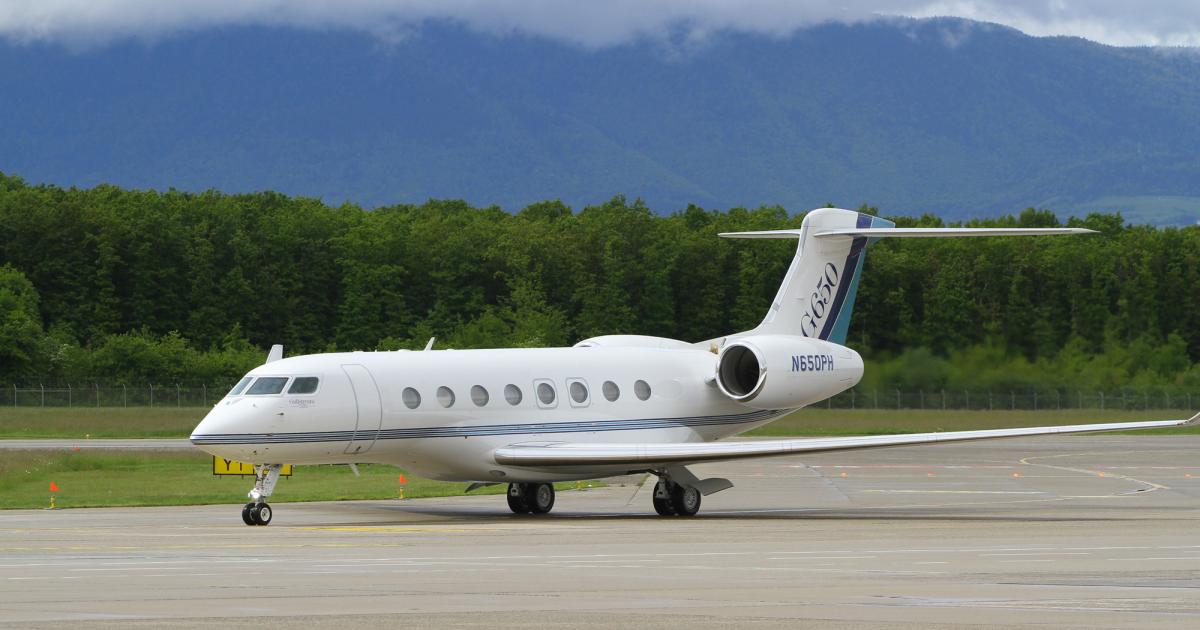 The European Commission published a working paper this week that clarifies terms related to the temporary admission of aircraft into the European Union (EU), making clear that many business aviation flights–such as this U.S.-registered Gulfstream G650 arriving into Geneva International Airport–are indeed eligible for temporary admission when flying within the EU. (Photo: David McIntosh/AIN)