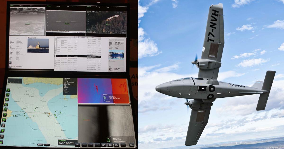 Innovative maritime surveillance solutions are on offer from various smaller providers. They take advantage of new display technology such as the MSS7000 system offered by S&T Airborne Systems (left), and low-cost aircraft such as the Tecnam MMA (right) recommended by Airborne Technologies. (Photos: Chris Pocock and Airborne Technologies) 