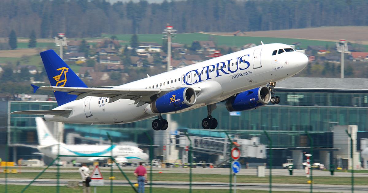 A Cyprus Airways Airbus A320 takes off from Zurich. (Photo: Flickr: <a href="http://creativecommons.org/licenses/by-sa/2.0/" target="_blank">Creative Commons (BY-SA)</a> by <a href="http://flickr.com/people/aero_icarus" target="_blank">Aero Icarus</a>)