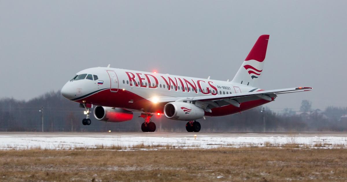 Red Wings' Sukhoi SSJ100 carries a two-class, 93-passenger seating configuration. (Photo: Nikolay Krasnov)