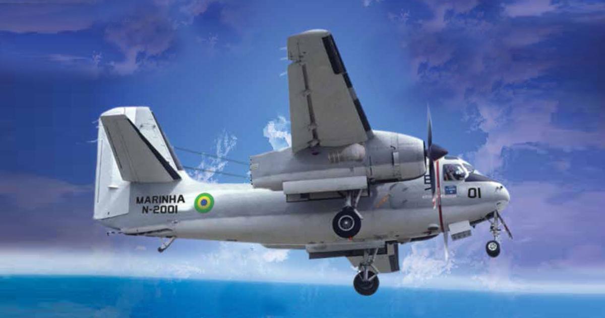 An artist's impression of the Grumman C-1A in Brazilian Navy colors. (Photo: Elbit Systems)