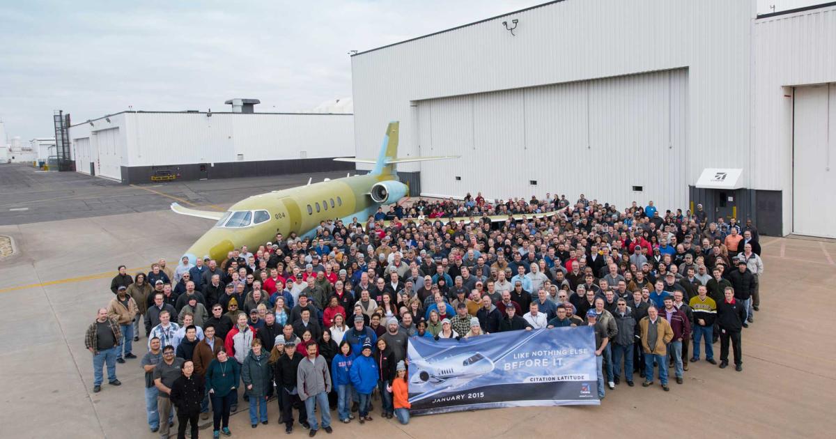 Cessna rolled out the first production copy of its Citation Latitude on January 29. (Photo: Cessna Aircraft)