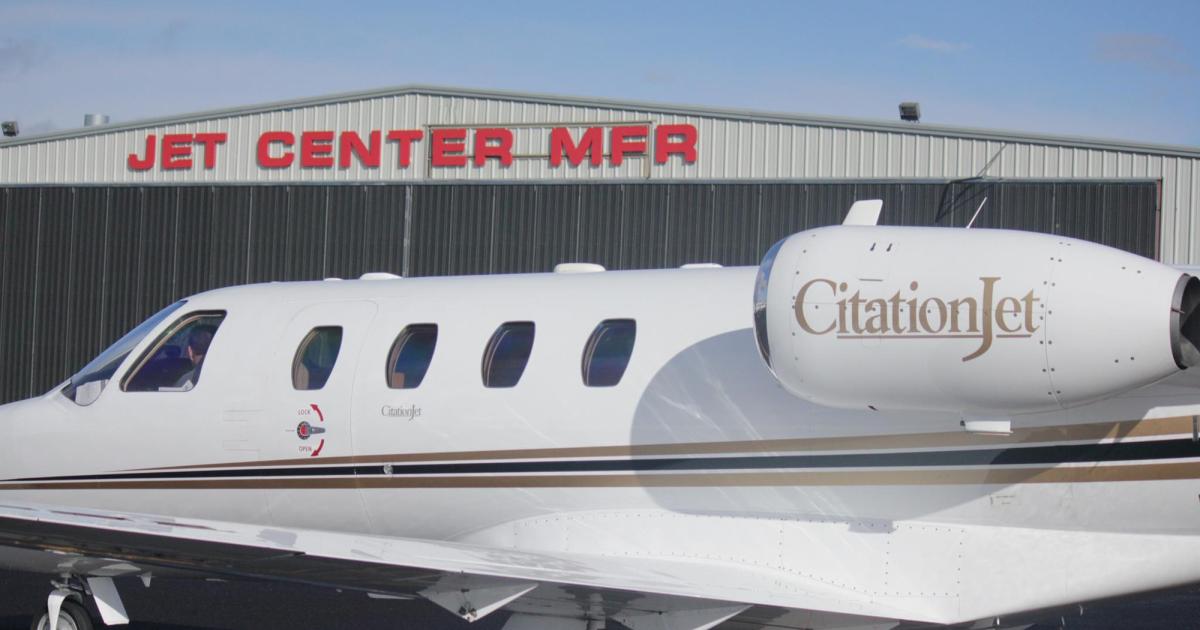 Medford, Oregon-based Jet Center MFR operates a 20,000-sq-ft climate-controlled maintenance facility. There is also a 7,200-sq-ft area dedicated to avionics; a 6,000-sq-ft area devoted to paint and repair; and an on-site parts department. 