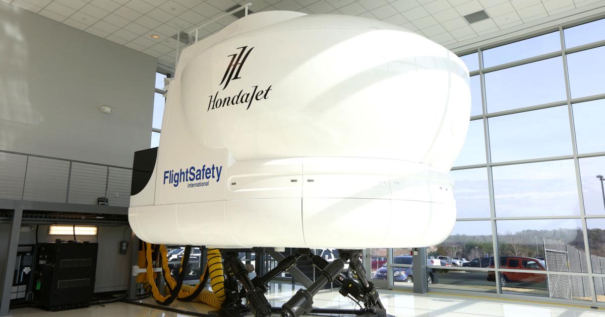 Honda Aircraft is installing the first HondaJet simulator at its headquarters campus in Greensboro, N.C. Developed through a partnership with FlightSafety International, the full-motion simulator will be housed at the HondaJet Training Center. (Photo: Honda Aircraft)