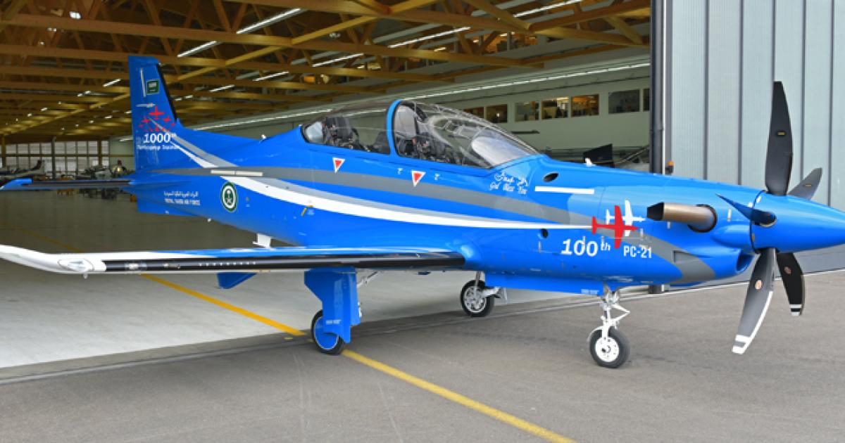 The 100th PC-21 is one of 55 for the Royal Saudi Air Force. (photo: Pilatus)
