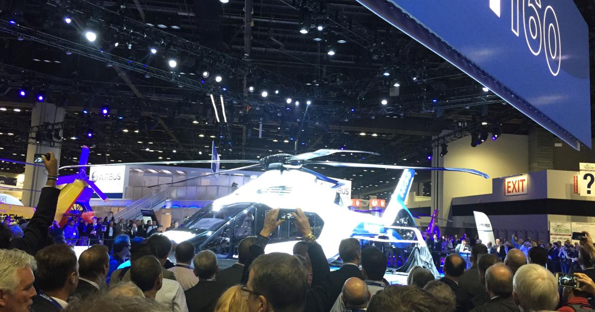 This morning at Heli-Expo 2015 Airbus Helicopters unveiled the H160 medium twin, a long-awaited Dauphin successor designed to lock horns with the AgustaWestland AW139 in the 12-passenger market. It was previously known by the program name X4.