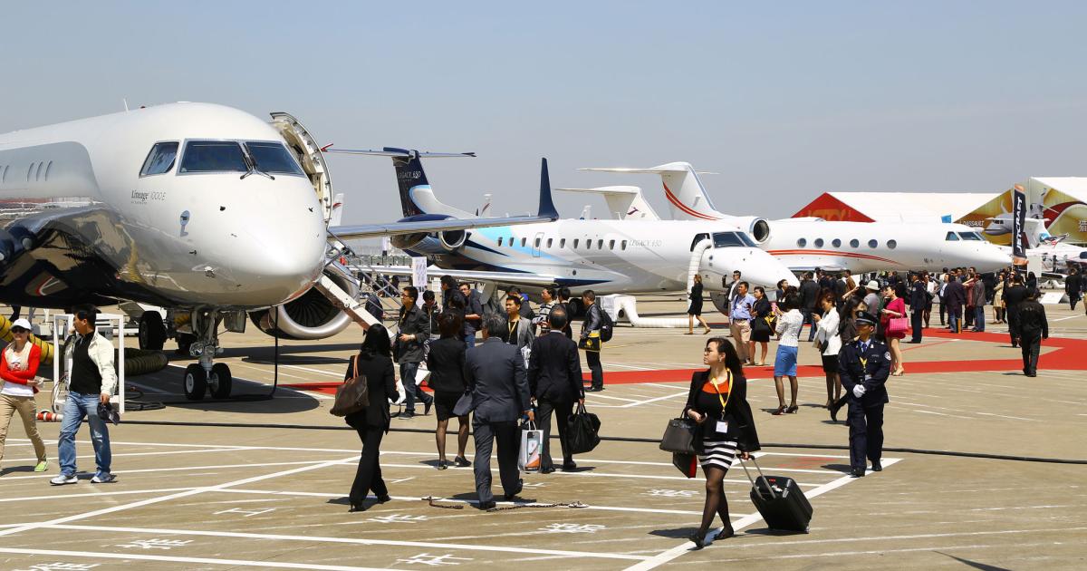 This year’s Asian Business Aviation Conference and Exhibition (ABACE) opens April 14 at Shanghai Hongqiao Airport. More than 170 exhibitors and some 40 aircraft are booked to appear this time. (Photo: David McIntosh/AIN)