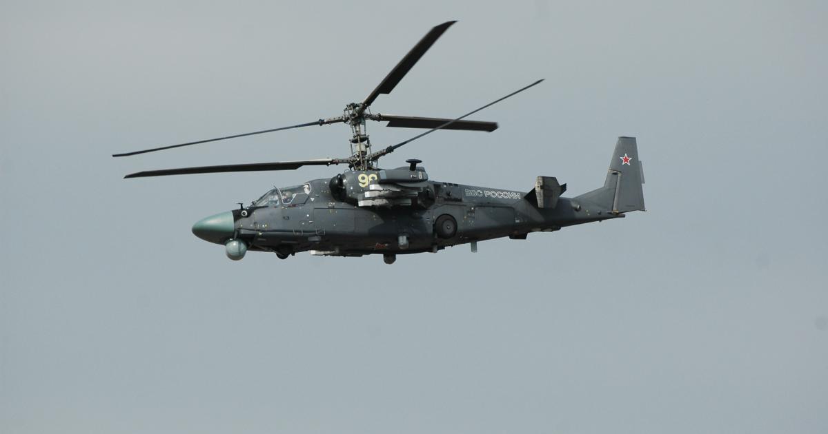 The Ka-52 twin-seat development of the Ka-50 attack helicopter is entering service with the Russian Army, and development of a navalized version has started. (Photo: Vladimir Karnozov)