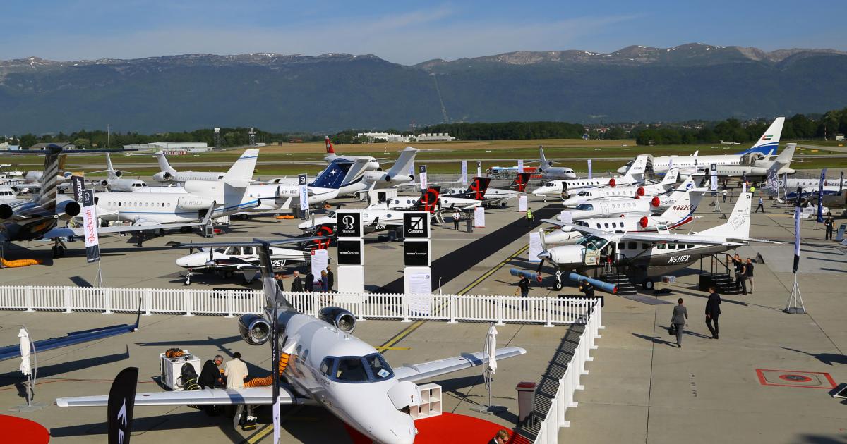 The 15th annual European Business Aviation Convention & Exhibition (EBACE) opens on Tuesday at Switzerland’s Geneva International Airport. Approximately 60 business aircraft will be on static display during the three-day show, which is expected to attract more than 13,000 visitors from Europe and beyond. (Photo: David McIntosh)