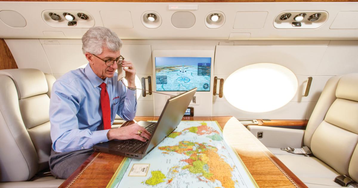 In-flight connectivity is the focus of Honeywell’s Ovation cabin management system. Ka-band technology enables connectivity rates of up to 30 MB per second. The system is available as a retrofit, as well as a factory option item.