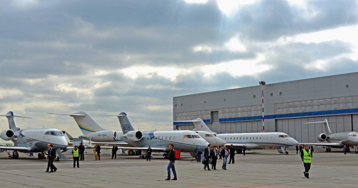 Russia has long held promise as a growing market for business aviation, once it can address the regulatory issues that are hampering growth. Here attendees gather at JetExpo.