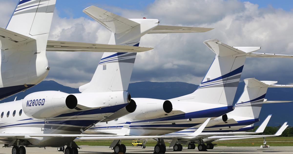 Gulfstream is here at EBACE in force,with its G150, G280, G450, G550 and G650ER models on display. Back in Savannah, Georgia, development of the new G500 and G600 continues apace. Earnings were up 6.7 percent in the first quarter, despite overall revenues dropping by 0.8 percent. (Photo: David McIntosh/AIN)