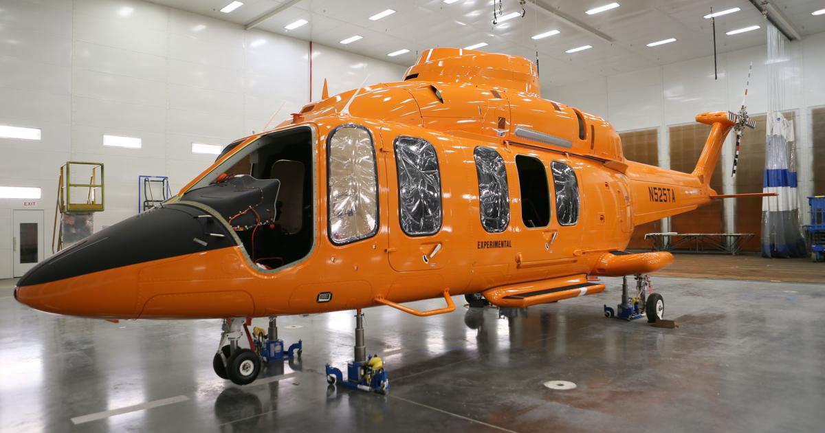 Kuka Systems Aerospace has received recognition for a new palletized assembly process for the Bell 525 Relentless medium-twin helicopter that adds more precision and less variability. It uses a major fixture that moves along the different assembly stations, with tooling added or removed from the fixture at each station as required. (Photo: Bell Helicopter)