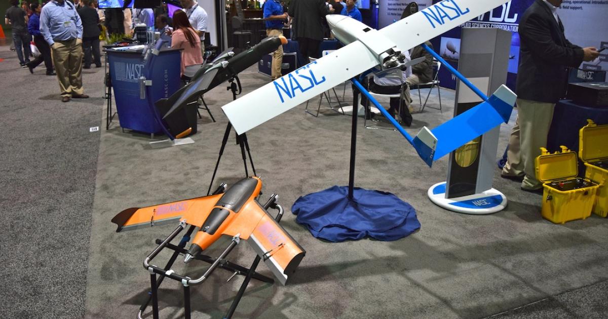 Navmar Applied Sciences Corp. displayed some of its offerings at the Unmanned Systems conference in Atlanta. (Photo: Bill Carey)