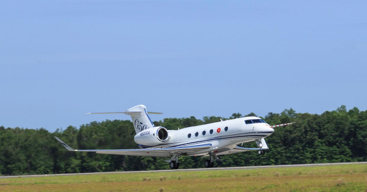 The Gulfstream G500 logged its first flight on May 18, from Savannah-Hilton Head International Airport.