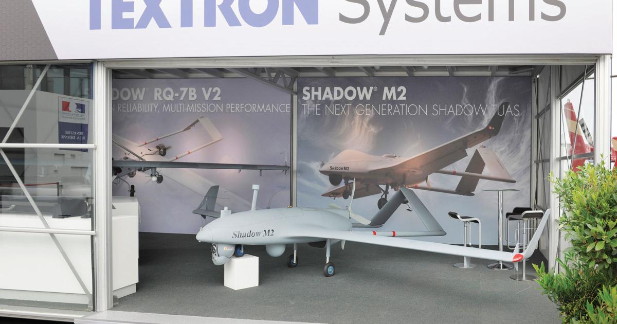 Textron is showing a wide array of unmanned aerial vehicles here at the Paris Air Show. Meanwhile, some vital decisions on its products are in the works. 