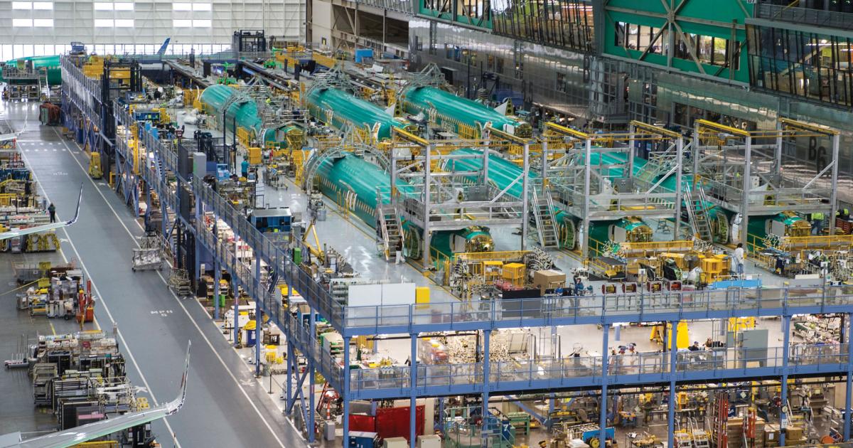 Boeing’s new panel assembly line (PAL) cuts flow time by 33 percent. (Photo: Gregory Polek)