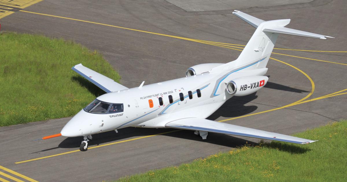 The Pilatus PC-24 first flew from the company’s plant in Buochs, Switzerland, on May 11.