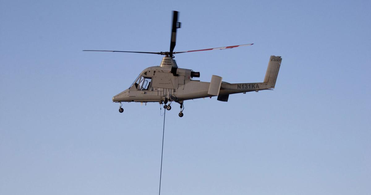 Two autonomously piloted Kaman K-Max helicopters flew for the U.S. Marines in Afghanistan between 2011 and 2014, delivering 4.5 million pounds of cargo. Now, the heavy-lift helicopter will be put back into production. (Photo: Kaman)