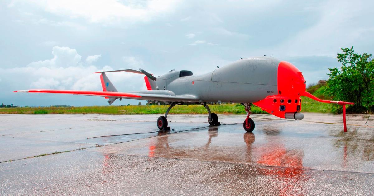 The Alenia Aermacchi Sky-Y demomstrator equipped with the combination of ‘sense-and-avoid’ sensors for the recent series of MIDCAS flight tests. (Photo: Alenia Aermacchi)