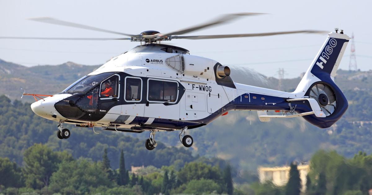 The Airbus Helicopters H160 medium twin made its first flight on June 13. (Photo: Alexandre Dubath)