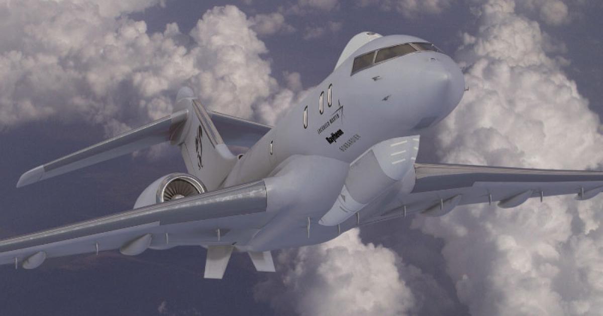 This artist's concept shows the Lockheed Martin-led proposal for JStars, based on Bombardier's Global business jet. (Image: Lockheed Martin)