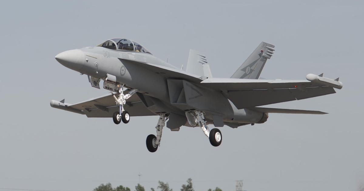 The first EA-18G Growler bound for Australia completed its maiden flight on July 13 in St. Louis. (Photo: Boeing)