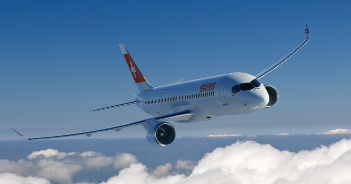 C Series orders remained unchanged from 2014, except for a 10-aircraft shift by Swiss International Air Lines. (Image: Bombardier)
