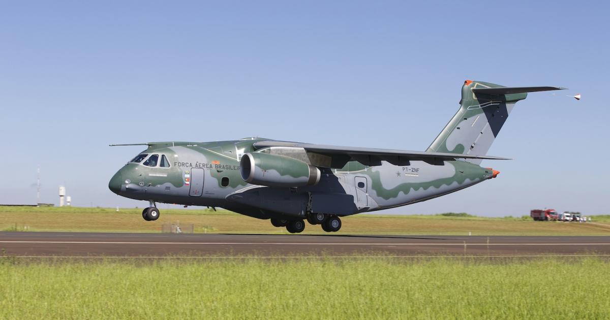 Embraer said the first flight of the KC-390 took place on February 3. The flight test series will begin this quarter. (Photo: Embraer)