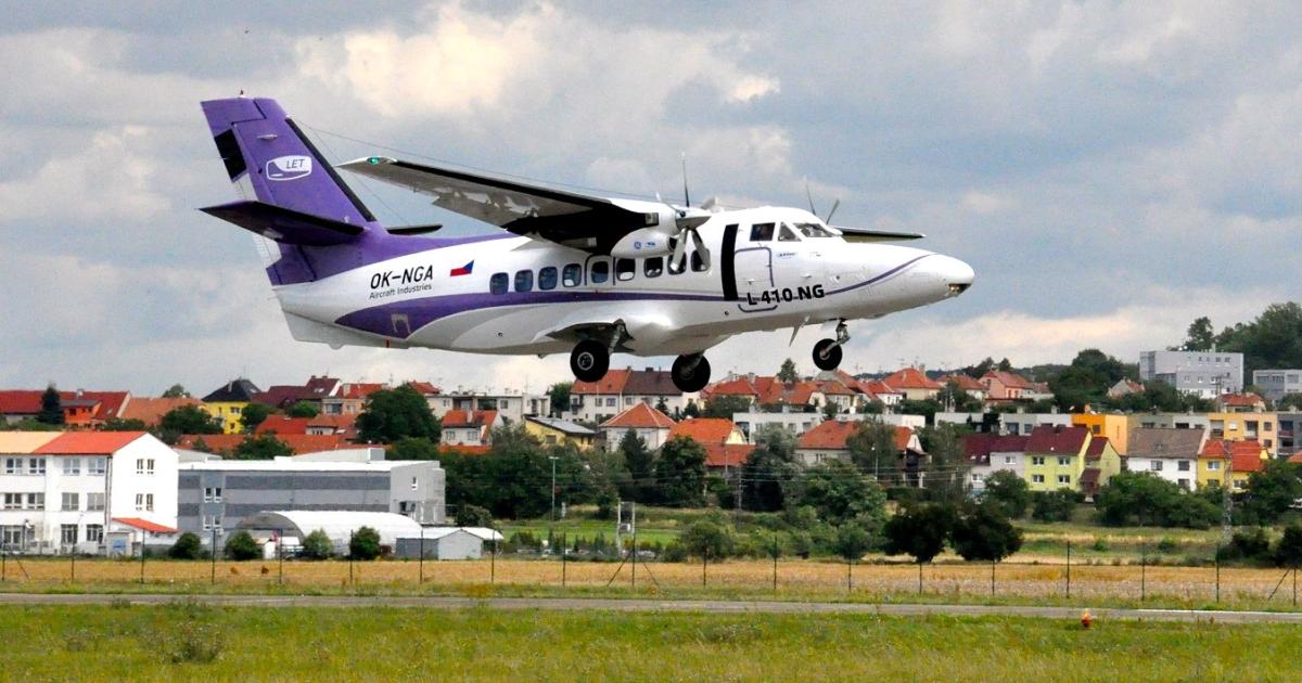 The L-410NG upgraded turboprop takes wing on July 29 from Kunovice, Czech Republic. (Photo: Aircraft Industries Company)