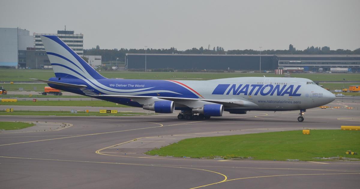 A National Airlines Boeing 747 cargo hauler taxis at Amsterdam Schiphol Airport. (Photo: Flickr: <a href="http://creativecommons.org/licenses/by-sa/2.0/" target="_blank">Creative Commons (BY-SA)</a> by <a href="http://flickr.com/people/awilson154" target="_blank">Alec@B92</a>) 