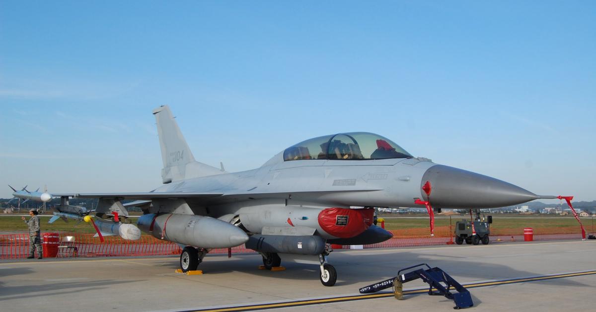Shown is a South Korean KF-16 fighter, slated for modernization under the proposed foreign military sale. (Photo: Chris Pocock)