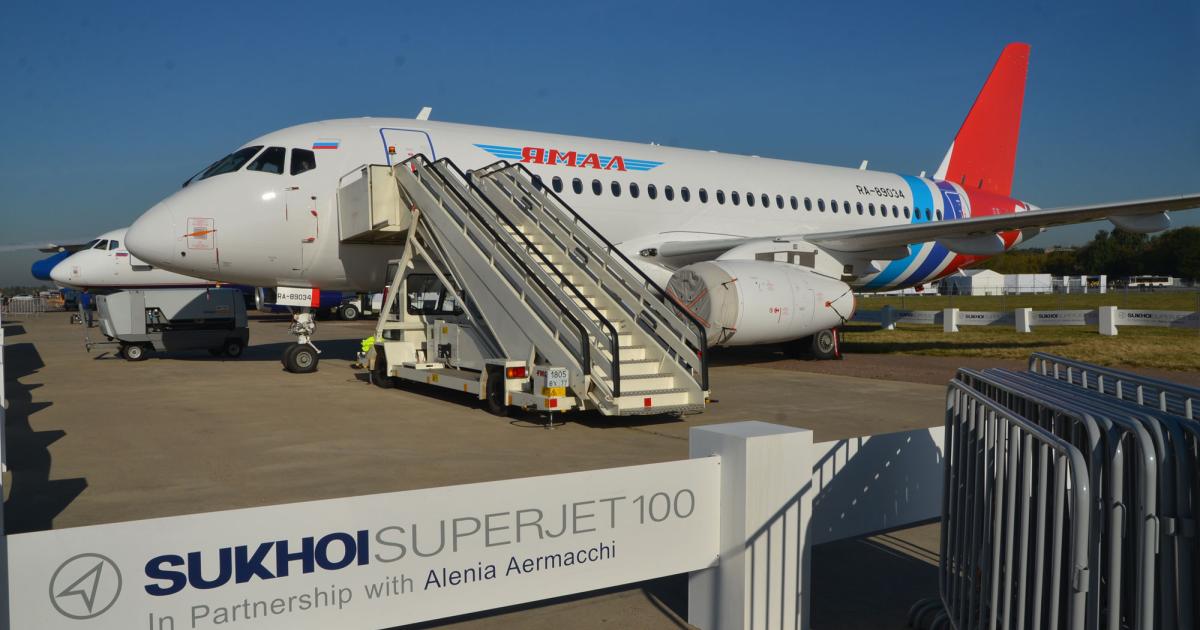Russian airline Yamal is one of several carriers set to benefit from new leasing terms being offered by government-backed GTLK for Sukhoi's Superjet 100 twinjet. [Photo: Vladimir Karnozov]