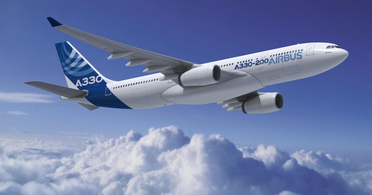 The Airbus A330-200 242t's maximum takeoff exceeds that of the original model by some four metric tons. (Image: Airbus)