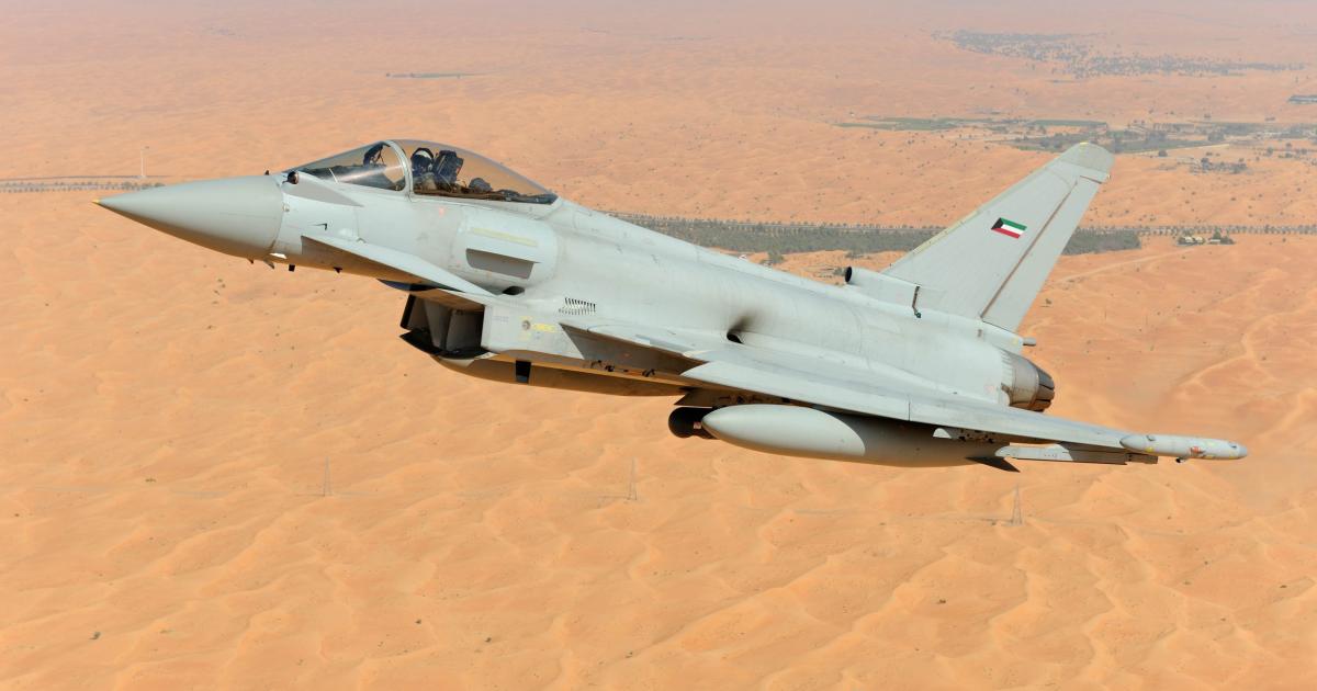 An artists' impression of a Typhoon with Kuwaiti insignia. The Arab nation has ordered 28 jets from the Eurofighter consortium, after a marketing effort led by Italy. (photo: Eurofighter)