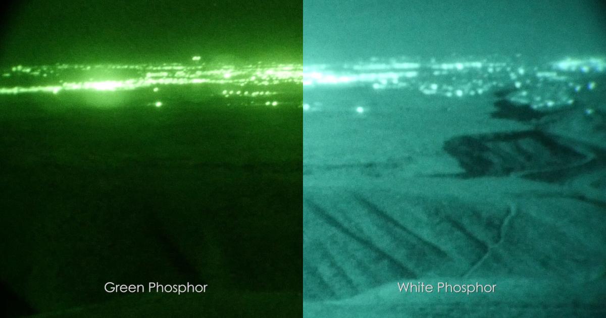 White phosphor displays for night-vision goggles provide more contrast and more visual acuity than their green counterparts, according to ASU, which makes the white display.
