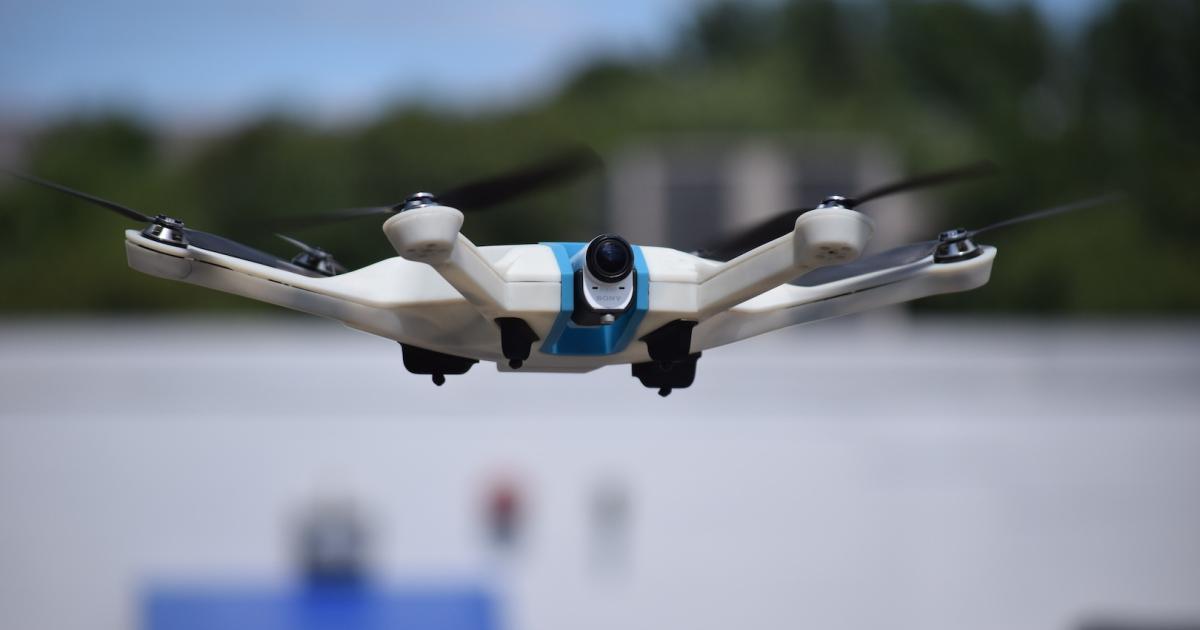 The CyPhy Works LVL 1 drone for consumers features six rotors and a forward-facing camera. (Photo: Bill Carey)