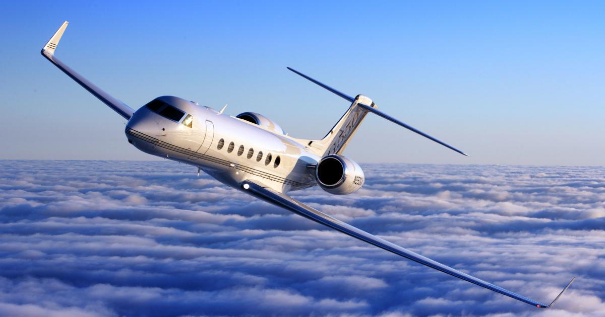 While the pre-owned market for large-cabin Gulfstreams is healthy, the G550 market is the most active in the large-cabin segment, with an average of three transactions per month, according to an inaugural Gulfstream quarterly market update report from Hagerty Jet Group. (Photo: Gulfstream Aerospace)