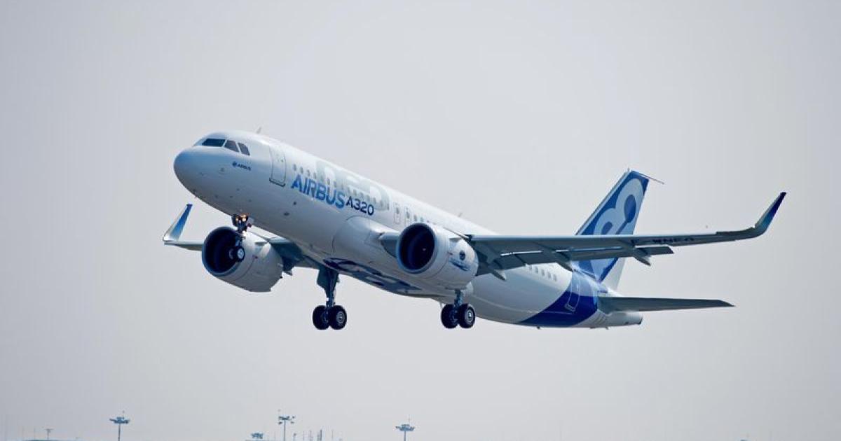 The first A320neo, powered by Pratt & Whitney PW1100G turbofans, takes to the air for the first time in September 2014. (Photo: Airbus)
