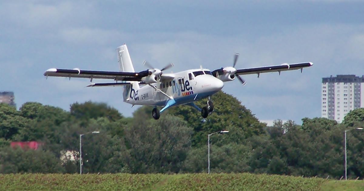 A Loganair Twin Otter takes off from Glasgow. (Flickr: <a href="http://creativecommons.org/licenses/by/2.0/" target="_blank">Creative Commons (BY)</a> by <a href="http://flickr.com/people/markyharky" target="_blank">markyharky</a>)