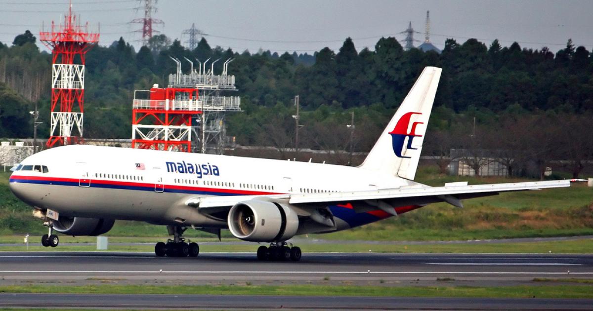 The Dutch Safety Board cited several aviation parties for their failure to recognize the risks to a Malaysia Airlines Boeing 777-200 as it flew over a conflict zone in eastern Ukraine on July 17, 2014. (Photo: Flickr: <a href="http://creativecommons.org/licenses/by/2.0/" target="_blank">Creative Commons (BY)</a> by <a href="http://flickr.com/people/14652587@N05" target="_blank">lkarasawa</a>) 