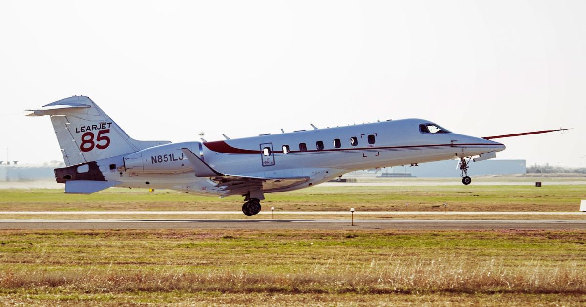 Bombardier's decision, announced October 29, to cancel the Learjet 85 comes a year-and-a-half after the all-composite midsize business jet made its first flight in April 2014. When the company "paused" the program in January, the sole flight-test Learjet 85 had logged more than 70 flights. (Photo: Bombardier Aerospace)