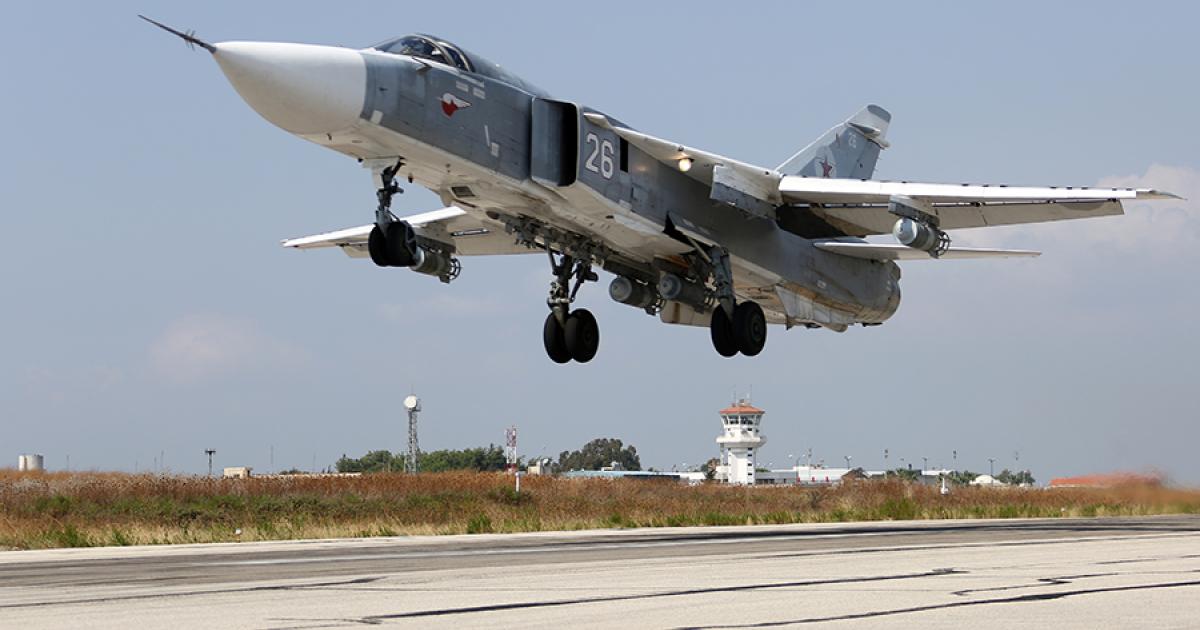 The Soviet-era Su-24 Fencer is among the combat aircraft that Russia has deployed to Syria. (Photo: Russian Ministry of Defense)