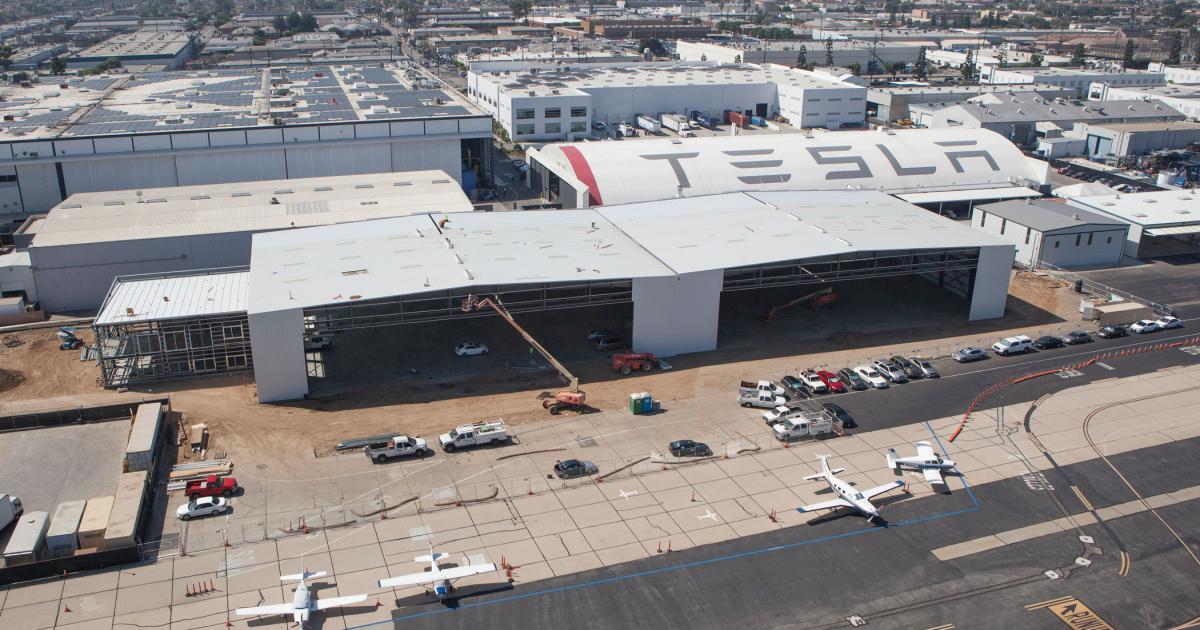 New hangar construction is expected to be complete in November.
