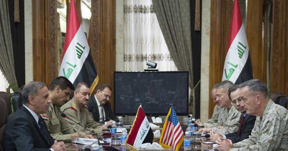 Marine Corps General Joseph Dunford, the new chairman of the U.S .Joint Chiefs of Staff, met Iraqi Defense Minister Khaled al-Obaidi in Baghdad on October 20 to discuss strategy in the campaign against ISIL. (Photo: U.S. DoD)