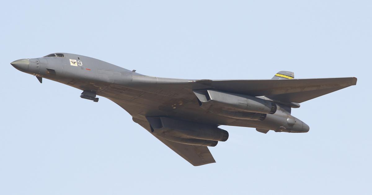 This US Air Force B-1B bomber took time out from Operation Inherent Resolve over Iraq and Syria, to do a flyby at the Dubai Air Show. It flew from Al Udeid airbase in Qatar