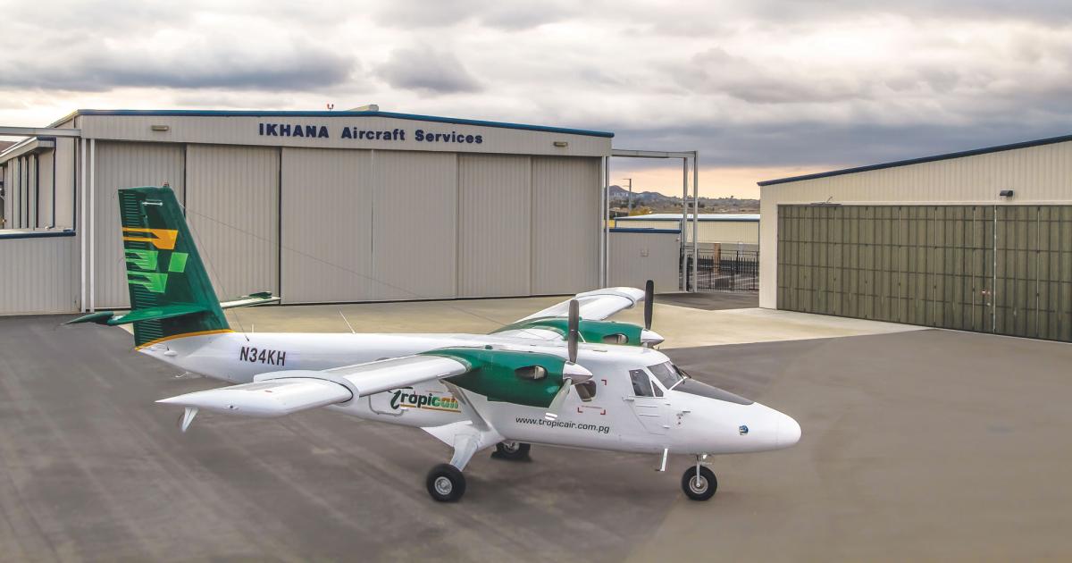 Ikhana’s re-lifing of Twin Otters can include a customer’s choice of avionics, overhauled or factory-new Pratt & Whitney Canada PTA-27s or PT6A-34s, overhauled or new props and re-life on the fuselage,wing and wing box.