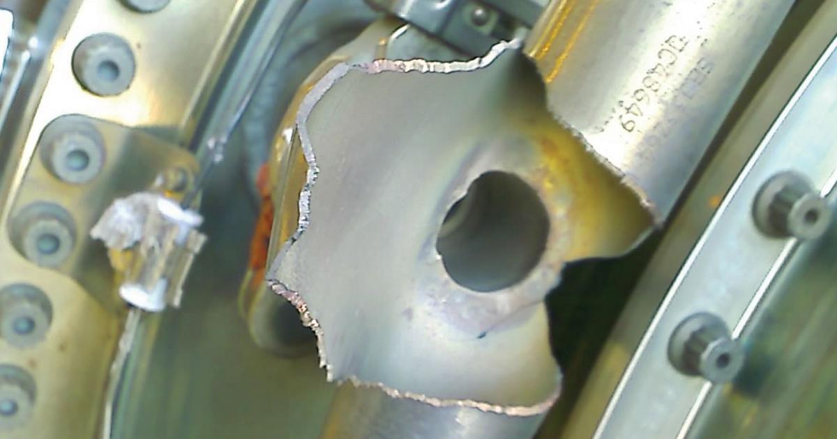 Jet Care’s gas path analysis service, now available for a range of Rolls-Royce turbines, can help operators avoid costs associated with maintenance issues such as this fractured bleed-air pipe.